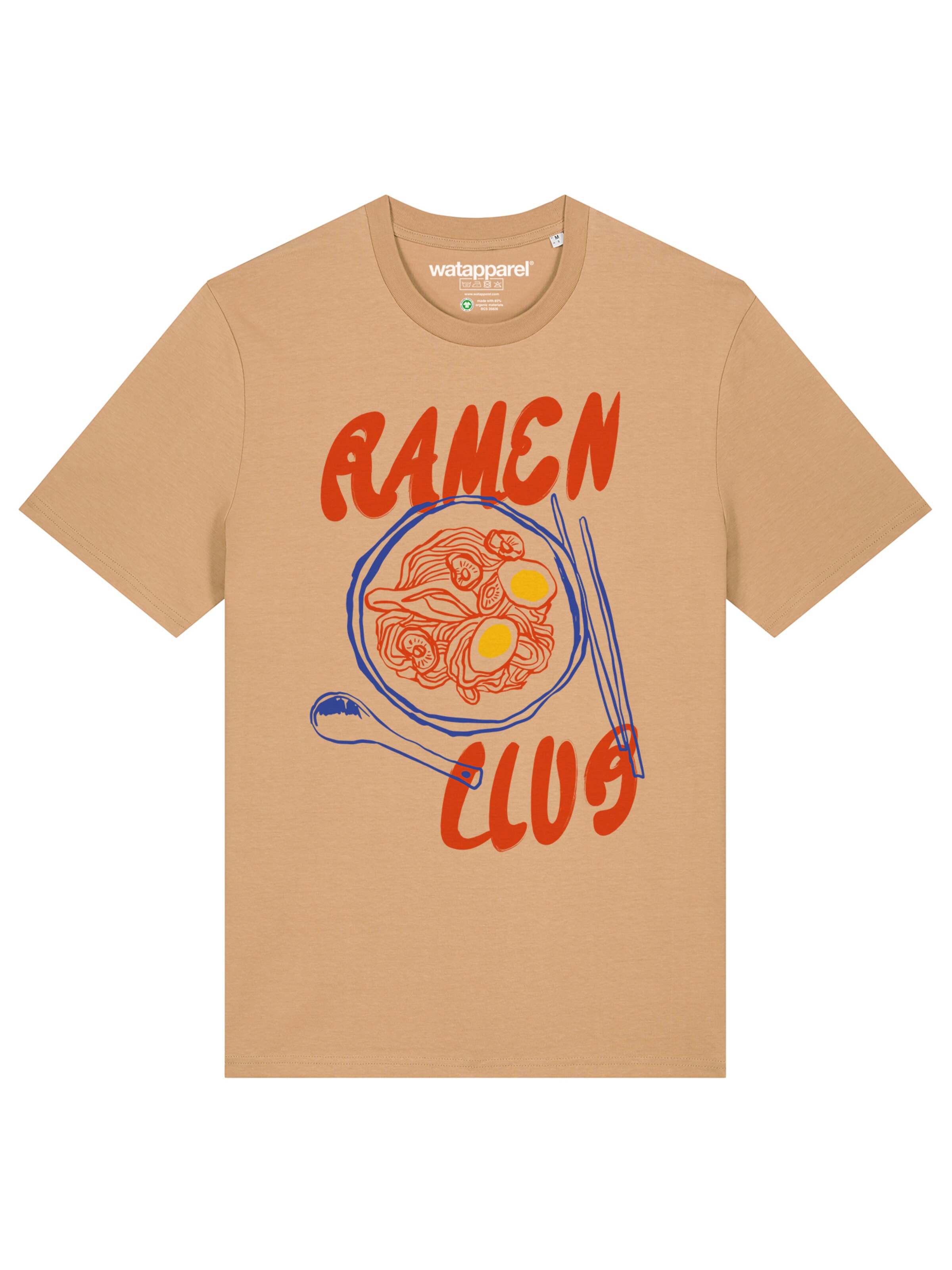 Watapparel Shirt 'Ramen Club' in Beige: voorkant