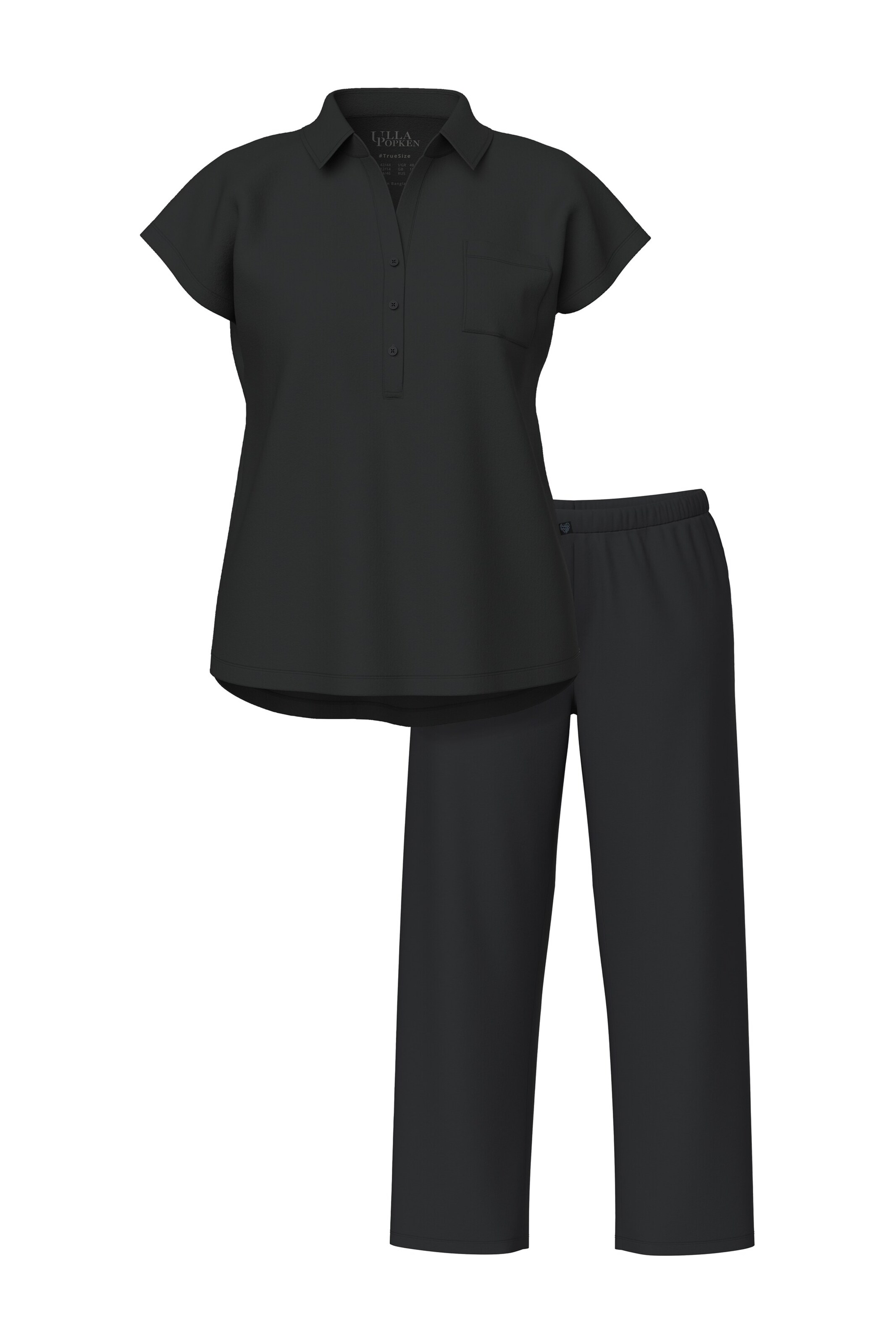 Ulla Popken Pyjama in Zwart: voorkant