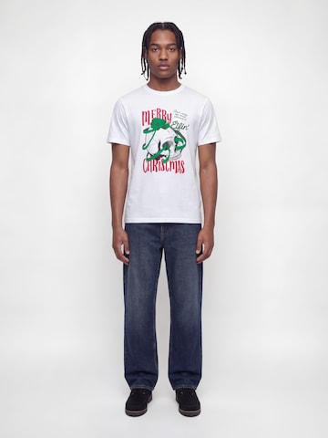 JACK & JONES Tričko 'JJMERRY SKULL XMAS' - Biela