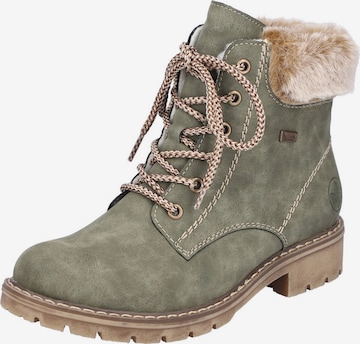 Rieker Lace-Up Ankle Boots in Green: front