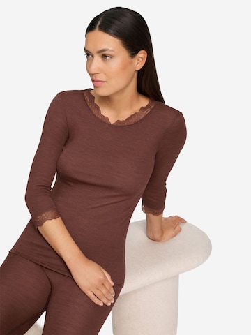 Hanro Shirt ' Woolen Lace ' in Bruin