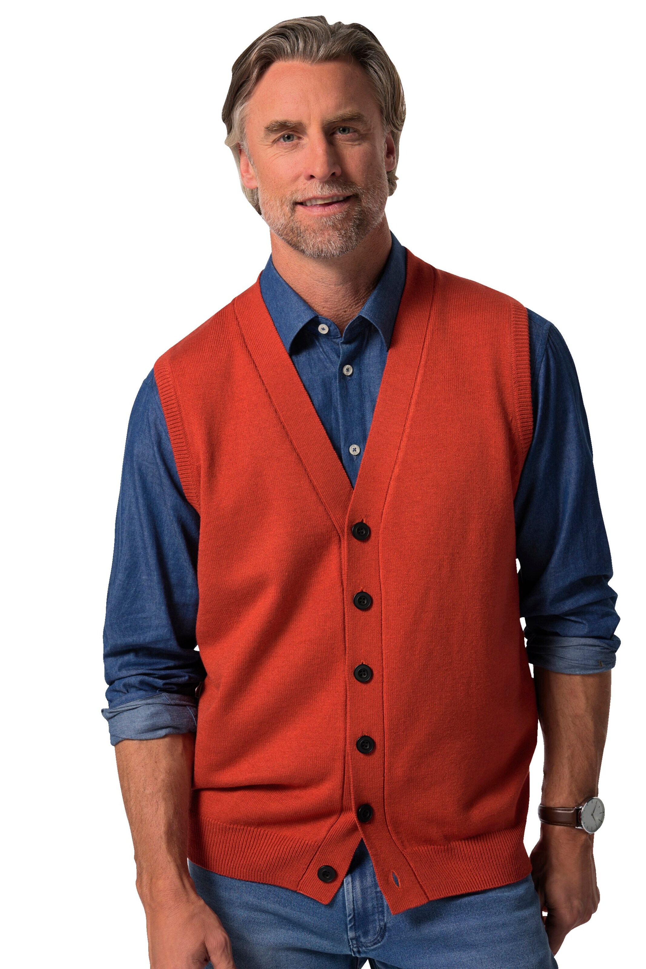 Boston Park Gebreid vest in Oranje: voorkant