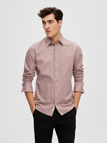 SELECTED HOMME Slim fit Button Up Shirt 'SLHEthan' in Pink: front