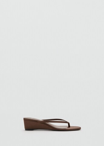 MANGO T-Bar Sandals 'Bombay' in Brown