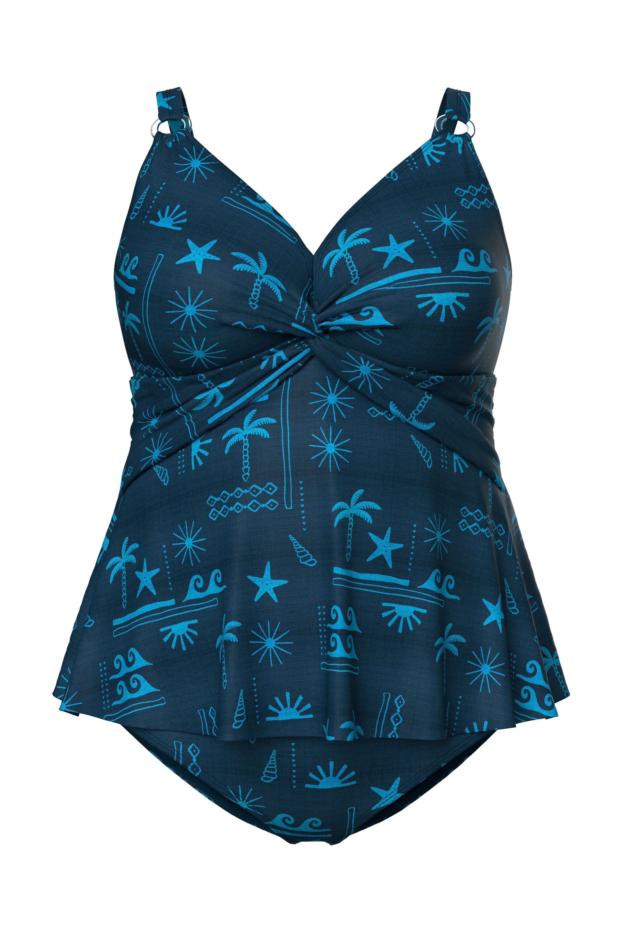 Ulla Popken Bustier Tankini in Blau: Vorderseite