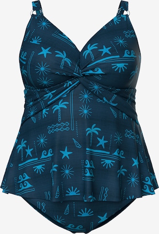 Ulla Popken Bralette Tankini in Blue: front