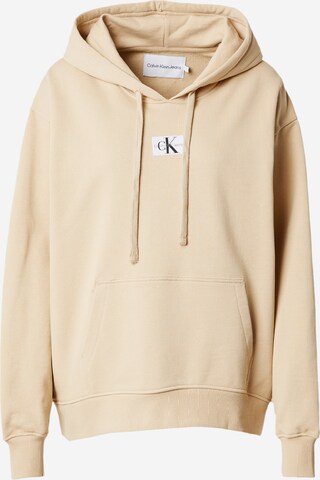 Sweat-shirt Calvin Klein Jeans en beige : devant