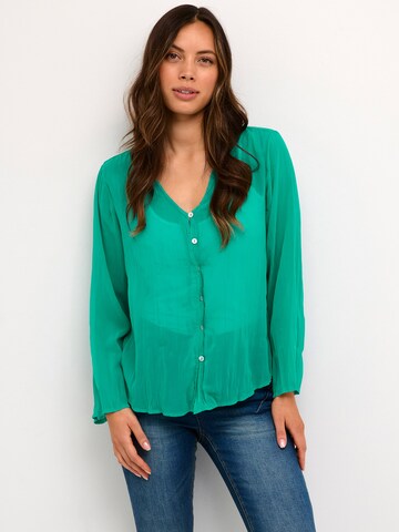 Cream Blouse 'Hanna' in Groen: voorkant