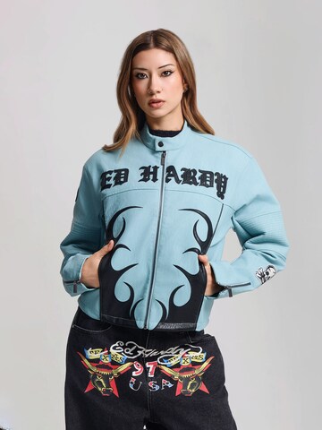 mėlyna Ed Hardy Demisezoninė striukė ' Gothic Flames ': priekis