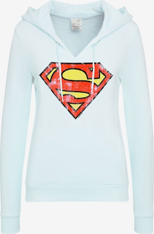 LOGOSHIRT Kapuzensweatshirt 'DC Comics - Superman' in Blau: predná strana