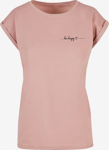 Merchcode Shirt 'Be Happy' in Roze: voorkant