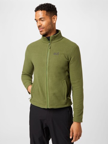 JACK WOLFSKIN Athletic Fleece Jacket 'Moonrise' in Green: front