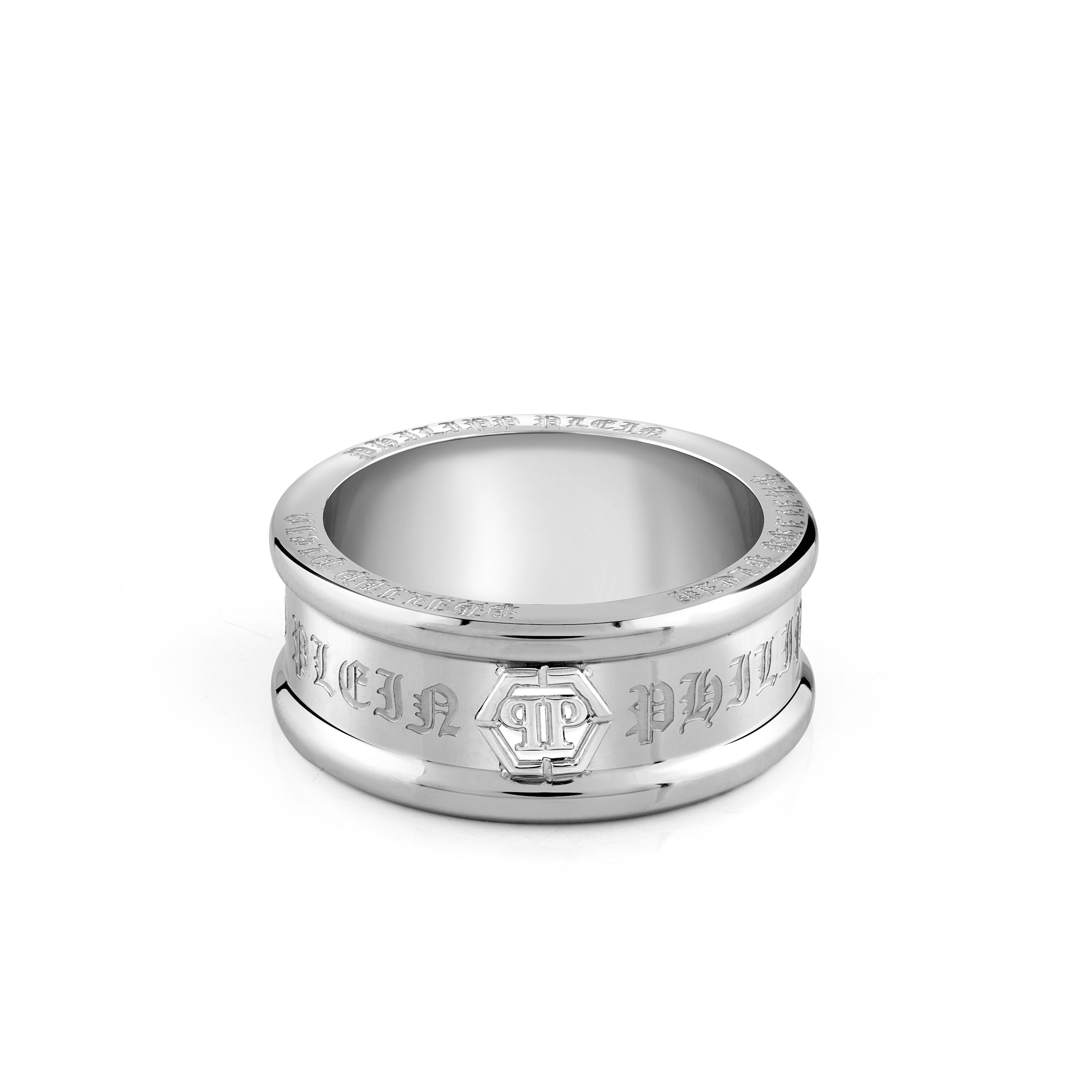 Philipp Plein Jewellery Ring 'Gothic Tag' in Silber: Vorderseite