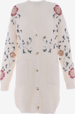 faina Knit Cardigan in White: front