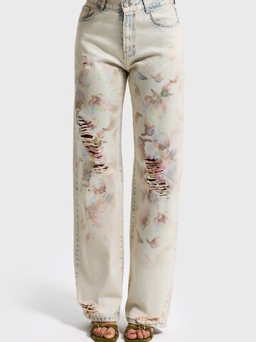 IT'S BASIC Loosefit Jeans 'PRINTED LOOSE MID RISE JEANS' in Blauw