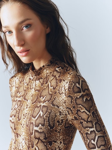Body 'Snake Print Bodysuit' di MB by Marta Buzolic in marrone