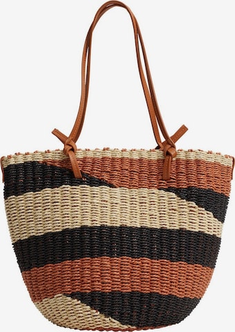MANGO Beach Bag in Brown: front