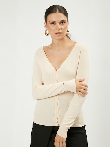 Influencer Gebreid vest in Beige: voorkant