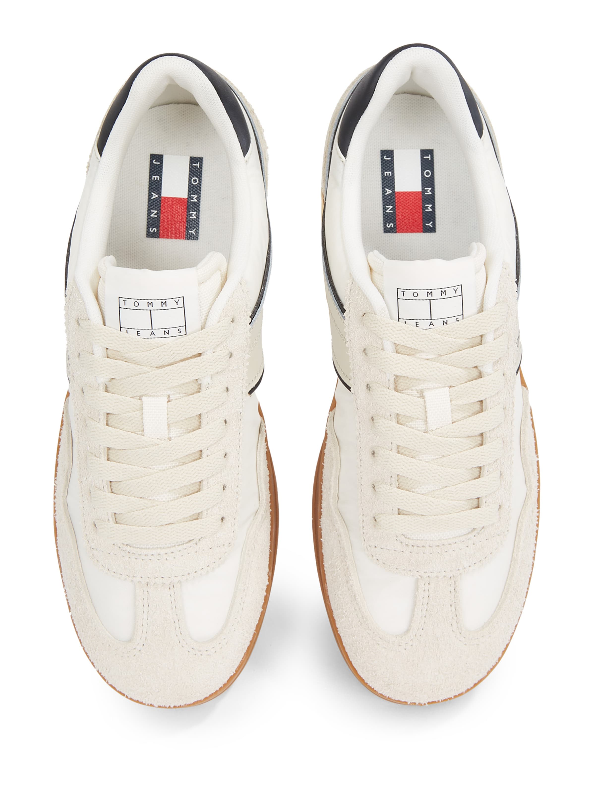 Tommy Jeans Rövid szárú sportcipők 'THE GREENWICH MIX MEDIA' - bézs: hátul