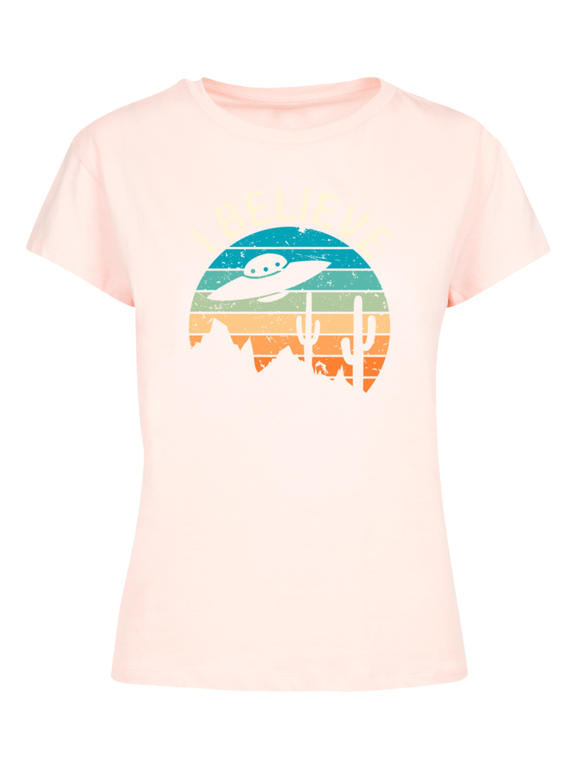 T-shirt 'I Believe UFO Alien Sonnenuntergang' F4NT4STIC en rose : devant