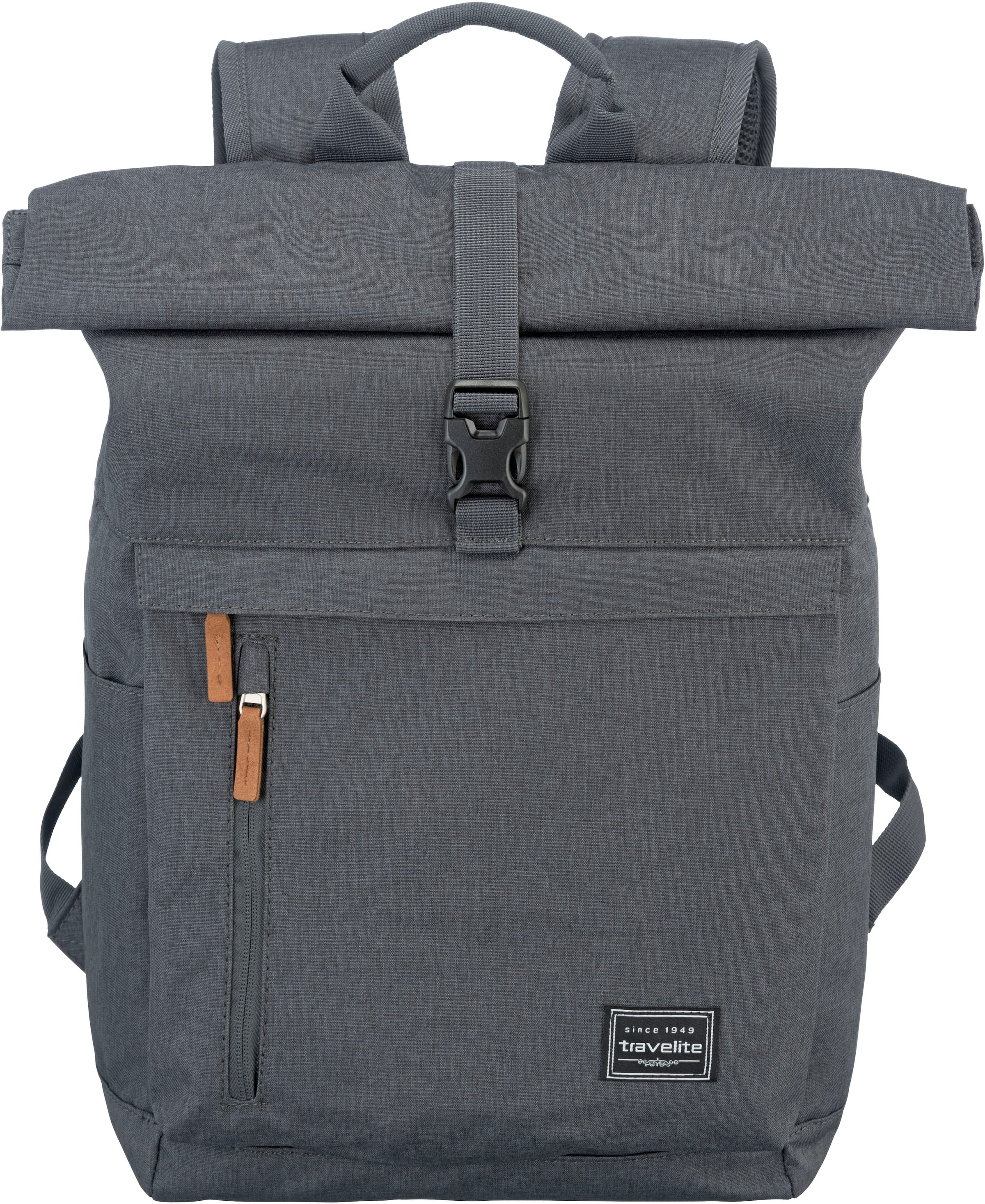 TRAVELITE Backpack in Grey: front