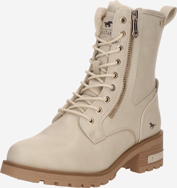 MUSTANG Lace-Up Ankle Boots 'Haukea' in Beige: front