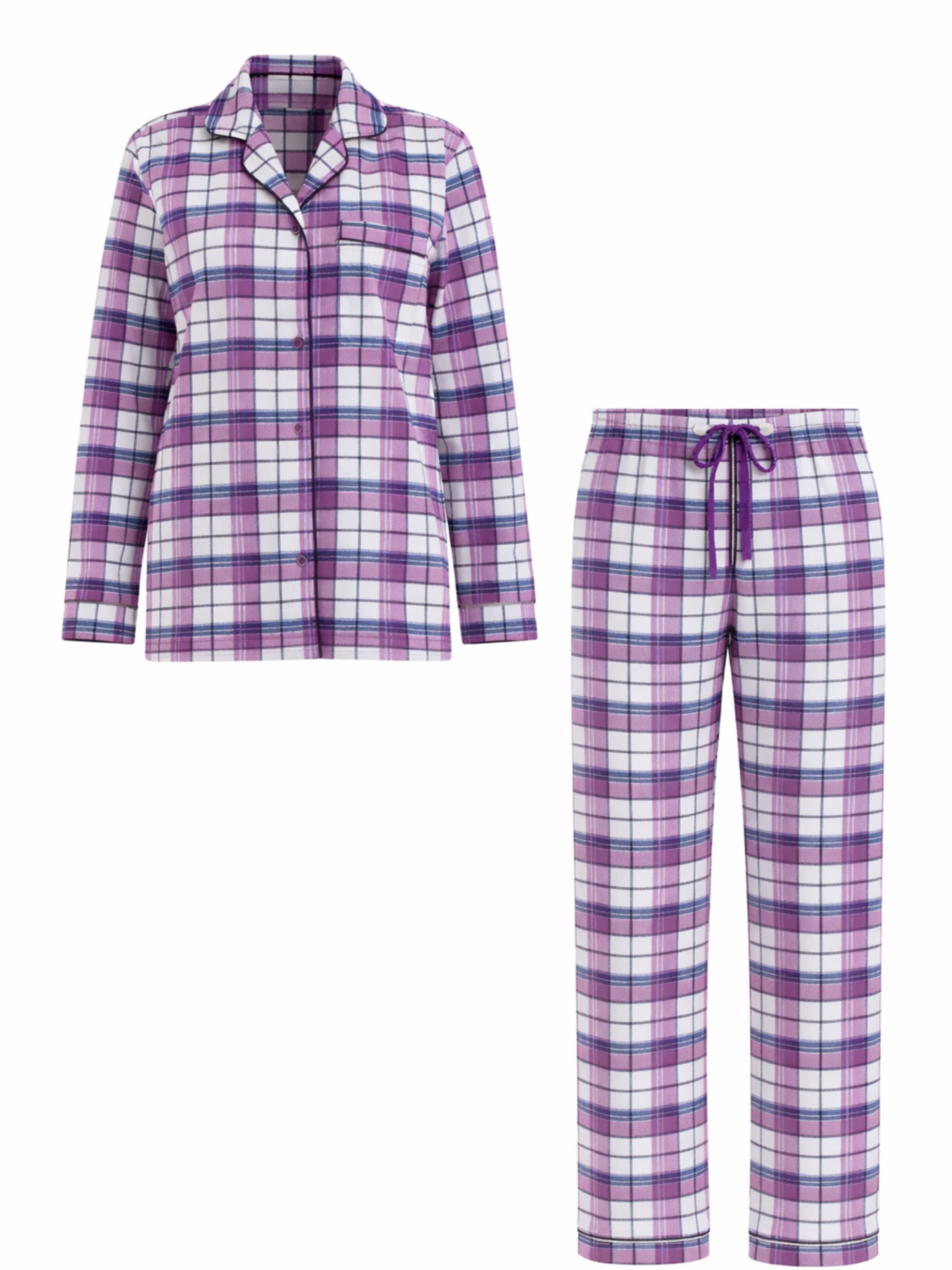LEAFLETIC Long Pajamas 'Leafletic Women’s Check Night Wear Long Set for Women' in Purple: front
