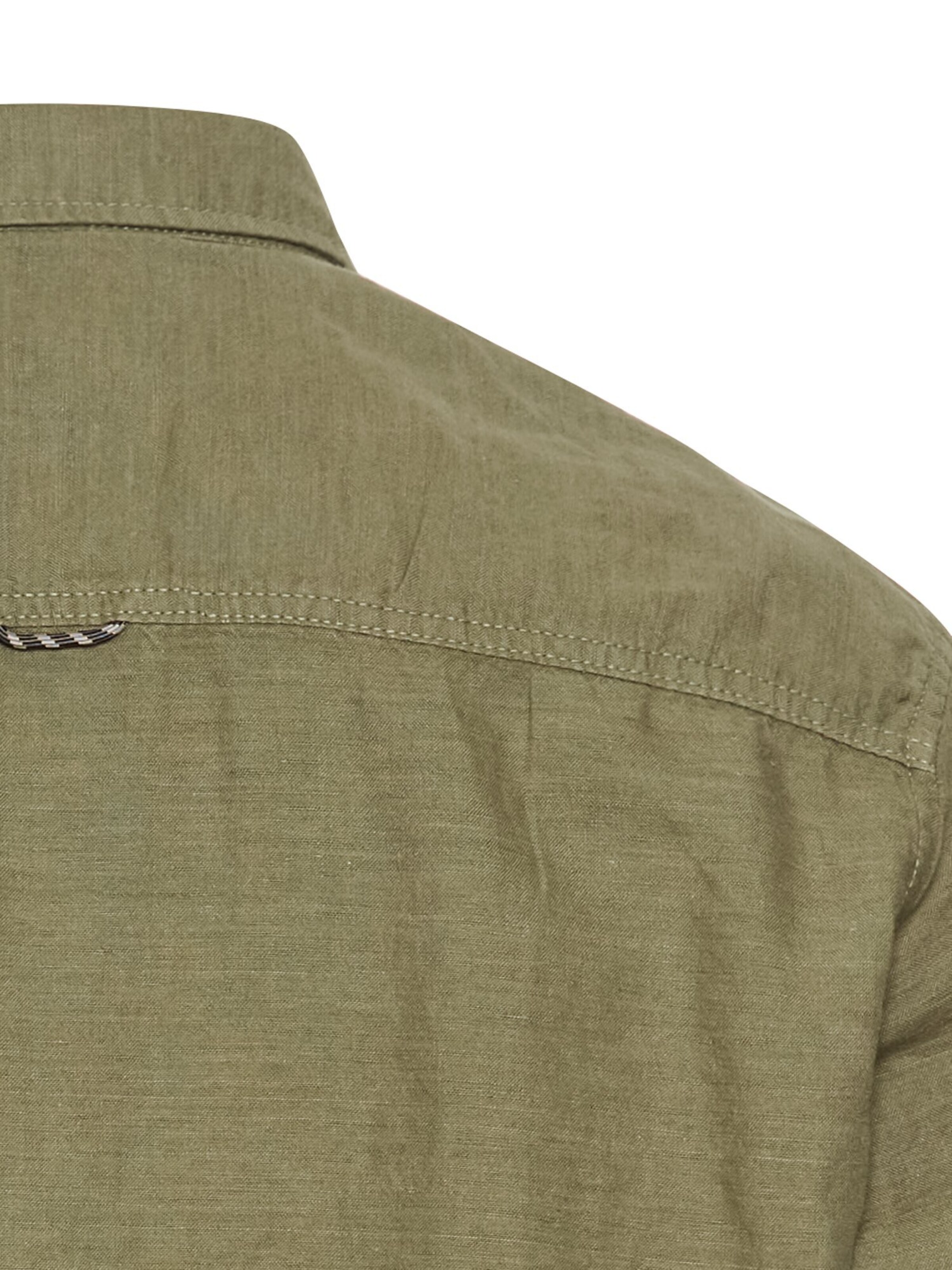 CAMEL ACTIVE Regular Fit Kurzarmhemd aus einem Baumwoll-Leinenmix in Grün