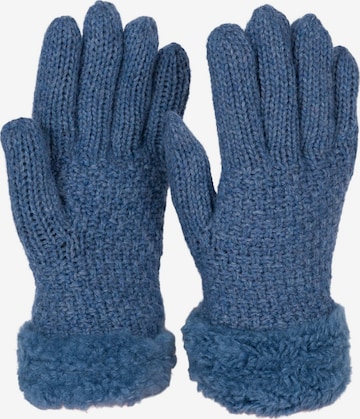 styleBREAKER Fingerhandschuhe 'Strickhandschuhe mit Perlmuster und Fleece' in Blau: Vorderseite