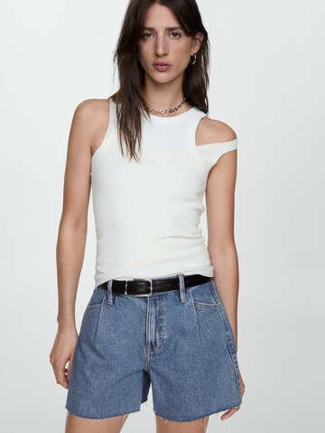 Largi Pantaloni cu cute 'Ibiza' de la MANGO pe albastru