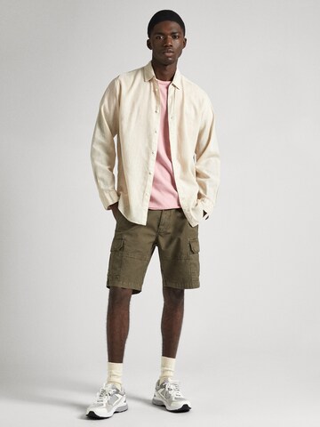 Pepe Jeans Regular fit Button Up Shirt 'PAYTTON' in Beige