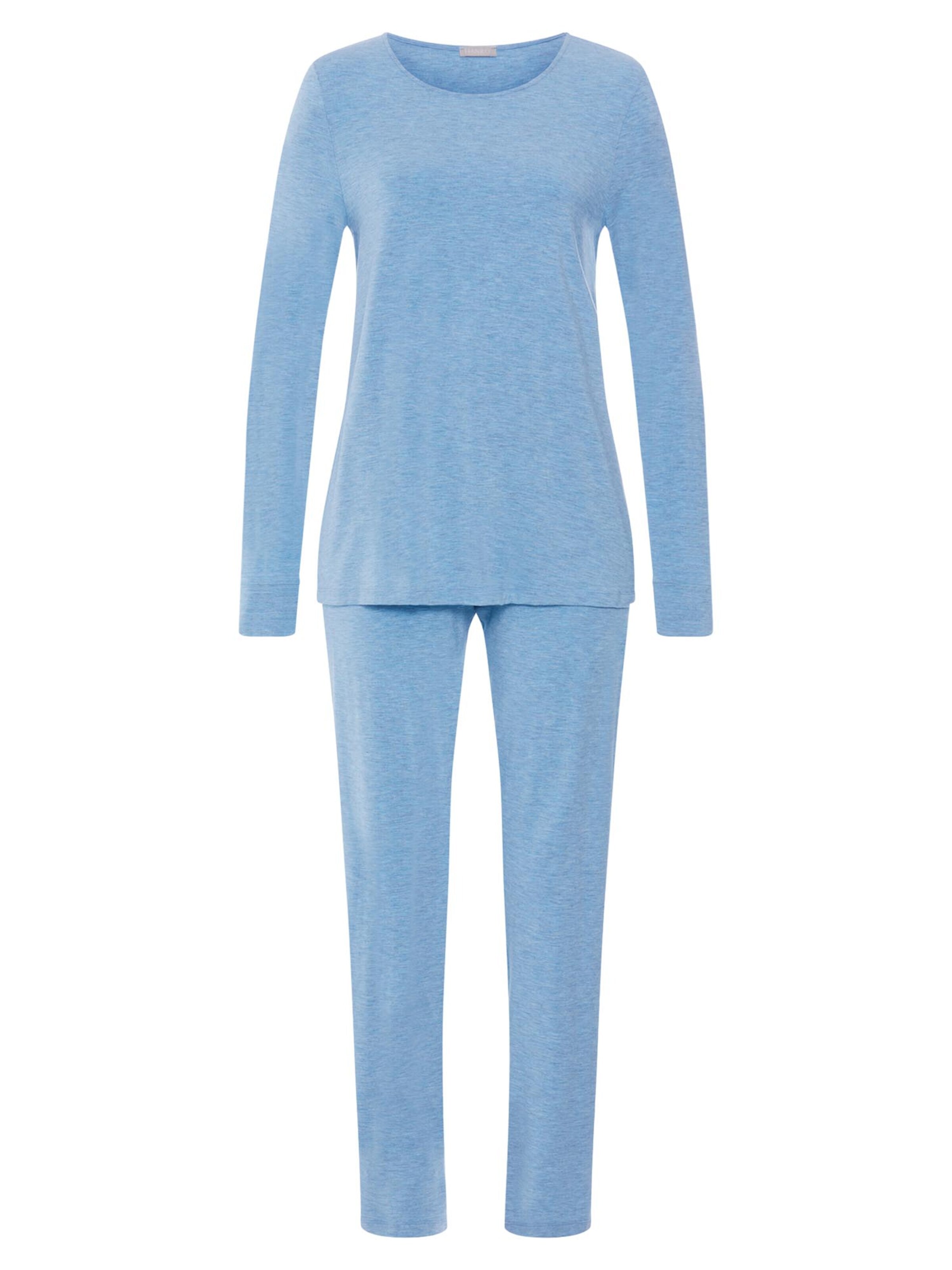 Hanro Pyjama 'Natural Elegance'‌‌‌‌‌‌‌‌‌‌ in Blau: Vorderseite