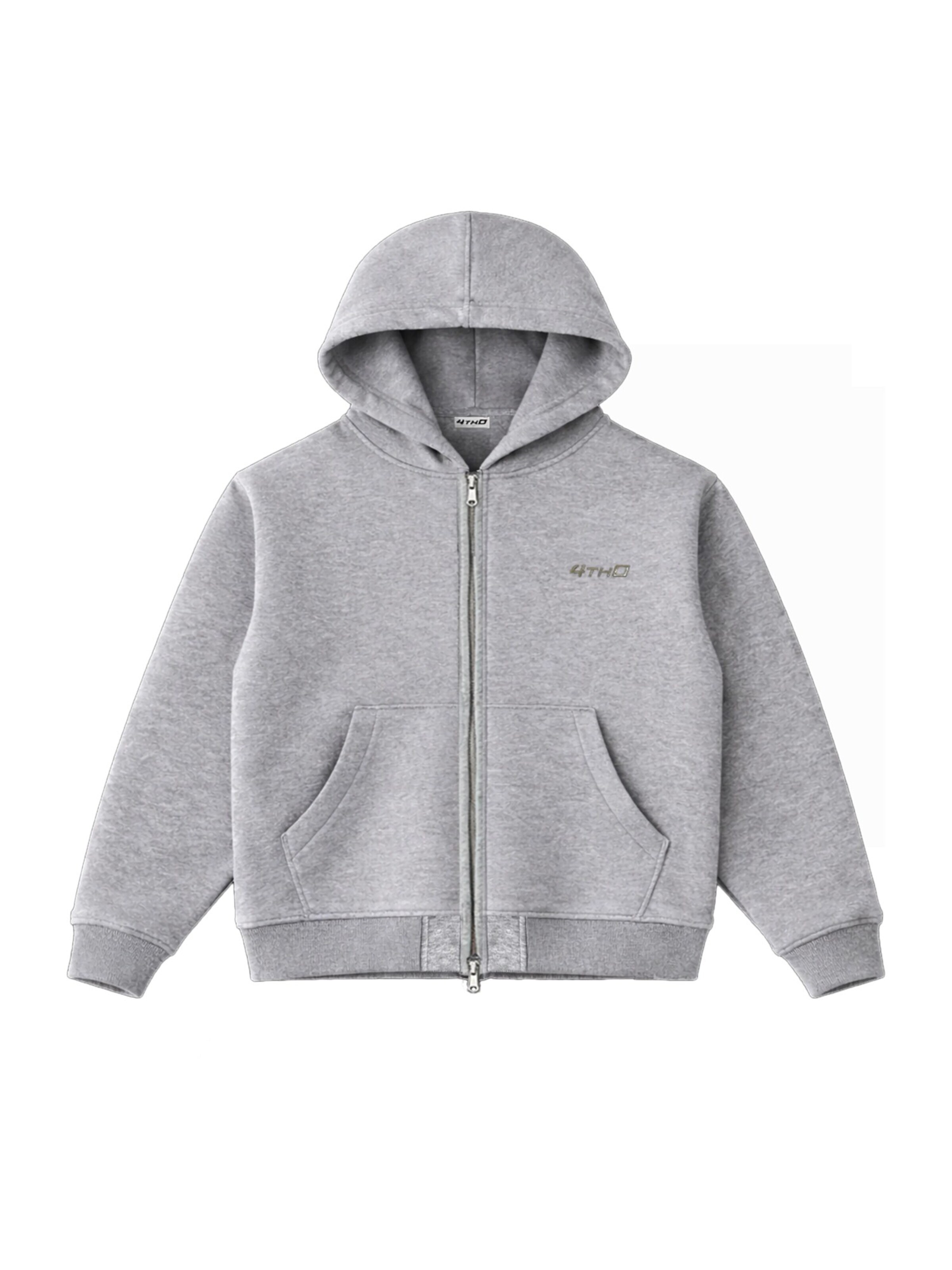 Veste de survêtement 'Zip Hoodie - Grey Melange' 4thD en gris : devant