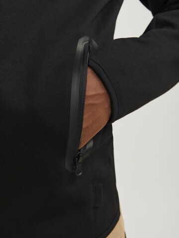 JACK & JONES Zip-Up Hoodie 'JCOFusion' in Black