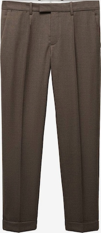 MANGO MAN Regular Pleat-Front Pants 'Marius' in Brown: front