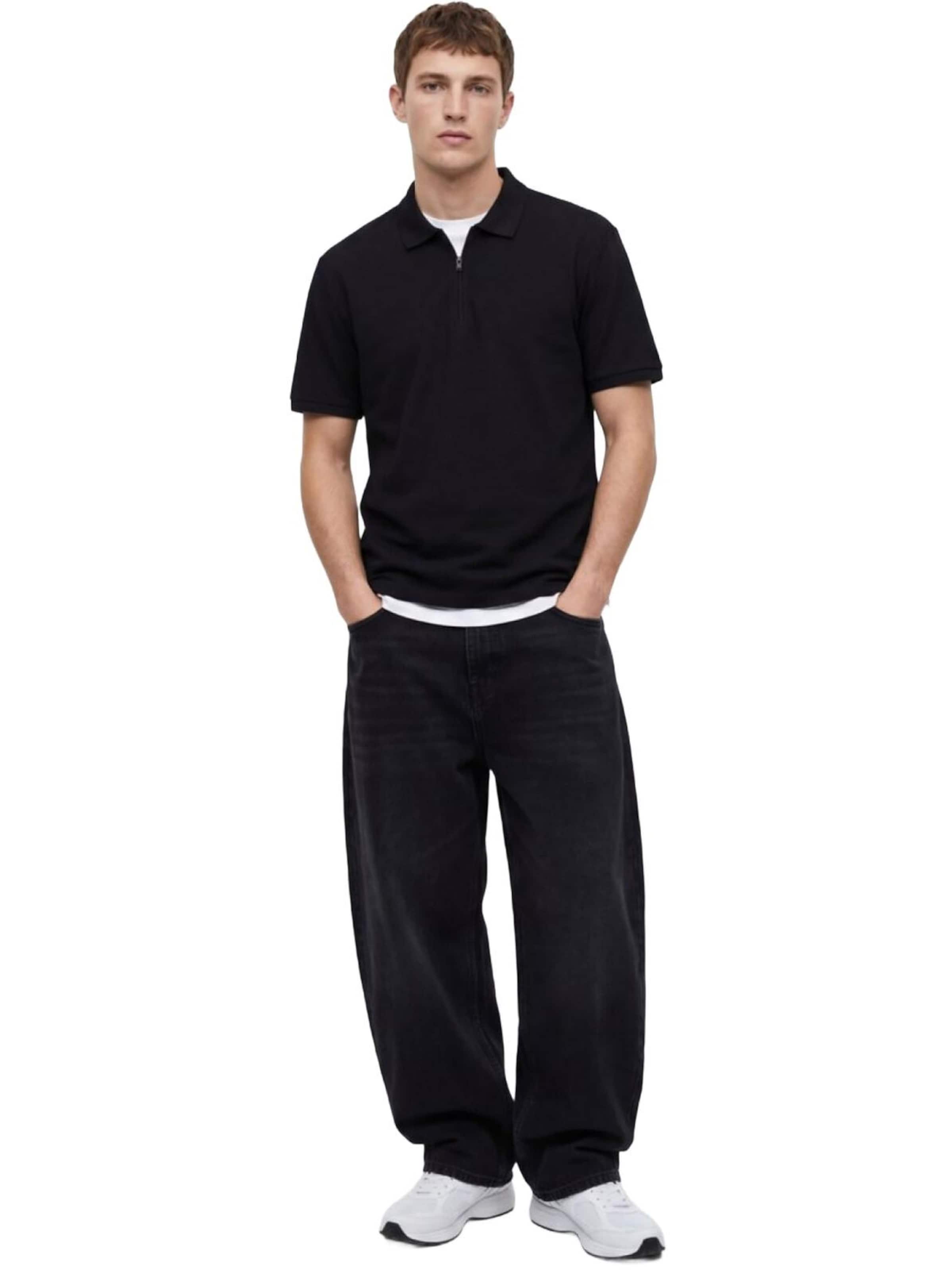 LTB Jeans - Camiseta 'LTB Jeans Herren-Polohemd aus Piqué mit Reißverschluss' en negro: frente