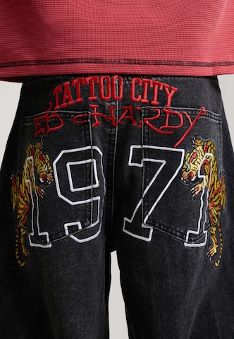 Ed Hardy Baggy Jeans 'Tattoo City Tiger' in Zwart