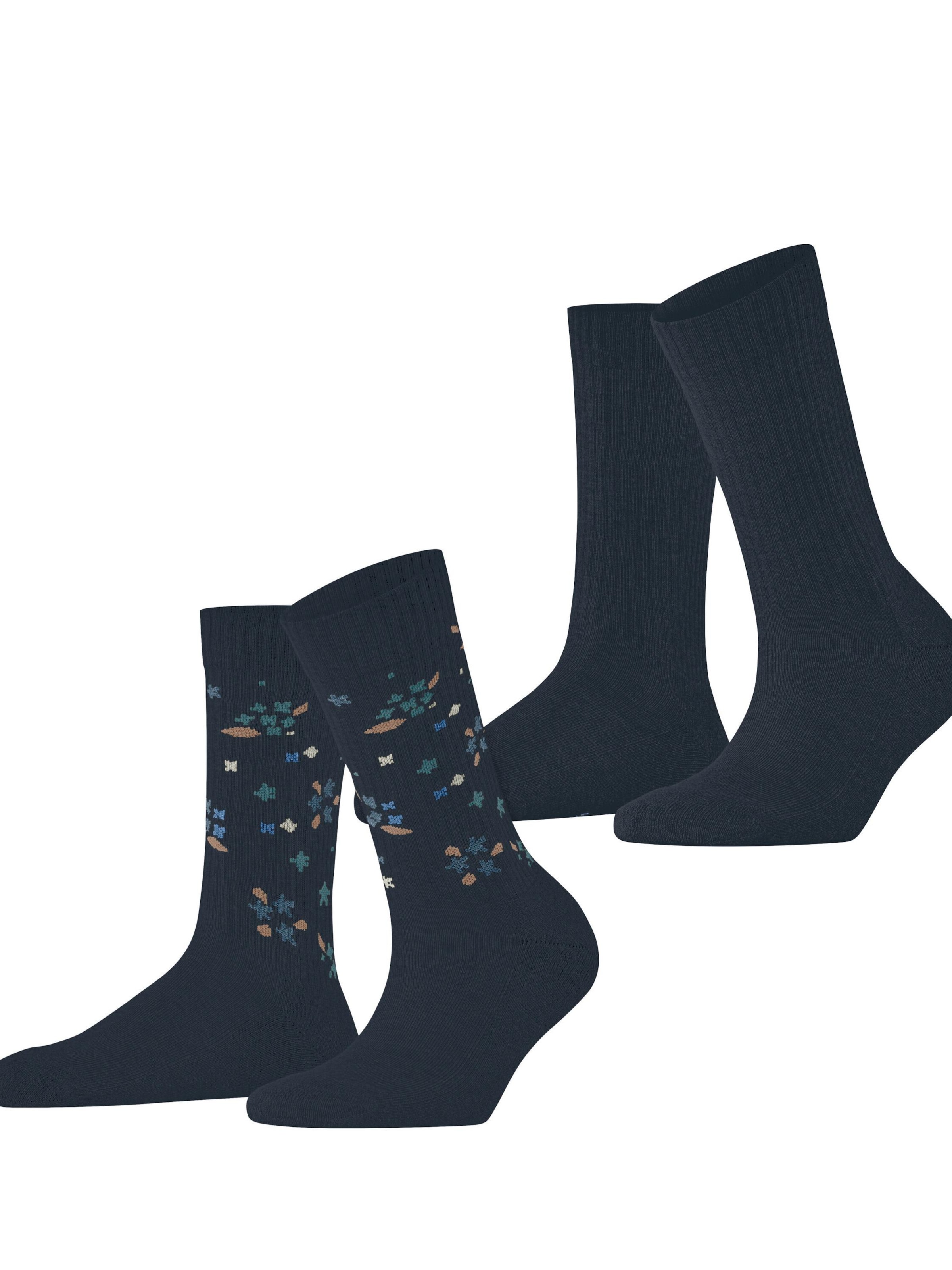 ESPRIT Socken 'Flower Rib 2-Pack'‌‌‌‌‌‌‌‌‌ in Blau: Vorderseite