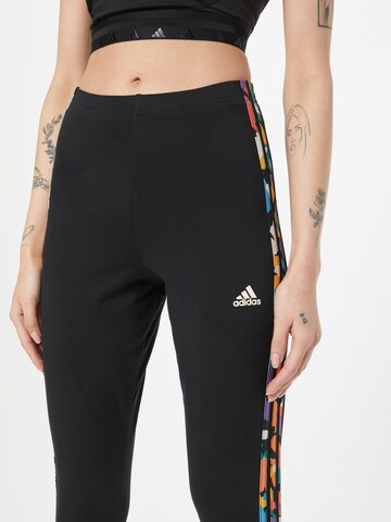 ADIDAS SPORTSWEAR Skinny Workout Pants 'Essentials 3-Stripes High-Waisted ' in Black