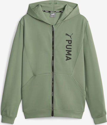 PUMA Athletic Zip-Up Hoodie in Green: front