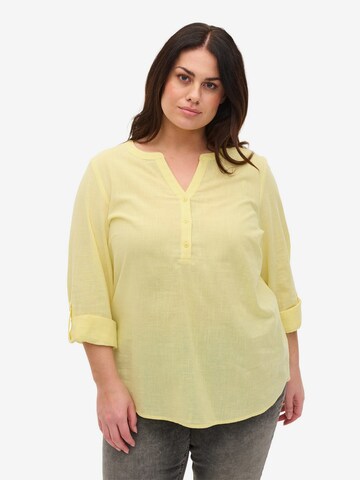 Camicia da donna 'Cananna' di Zizzi in giallo: frontale