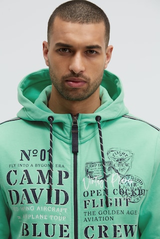 CAMP DAVID - Sudadera con cremallera en verde: frente