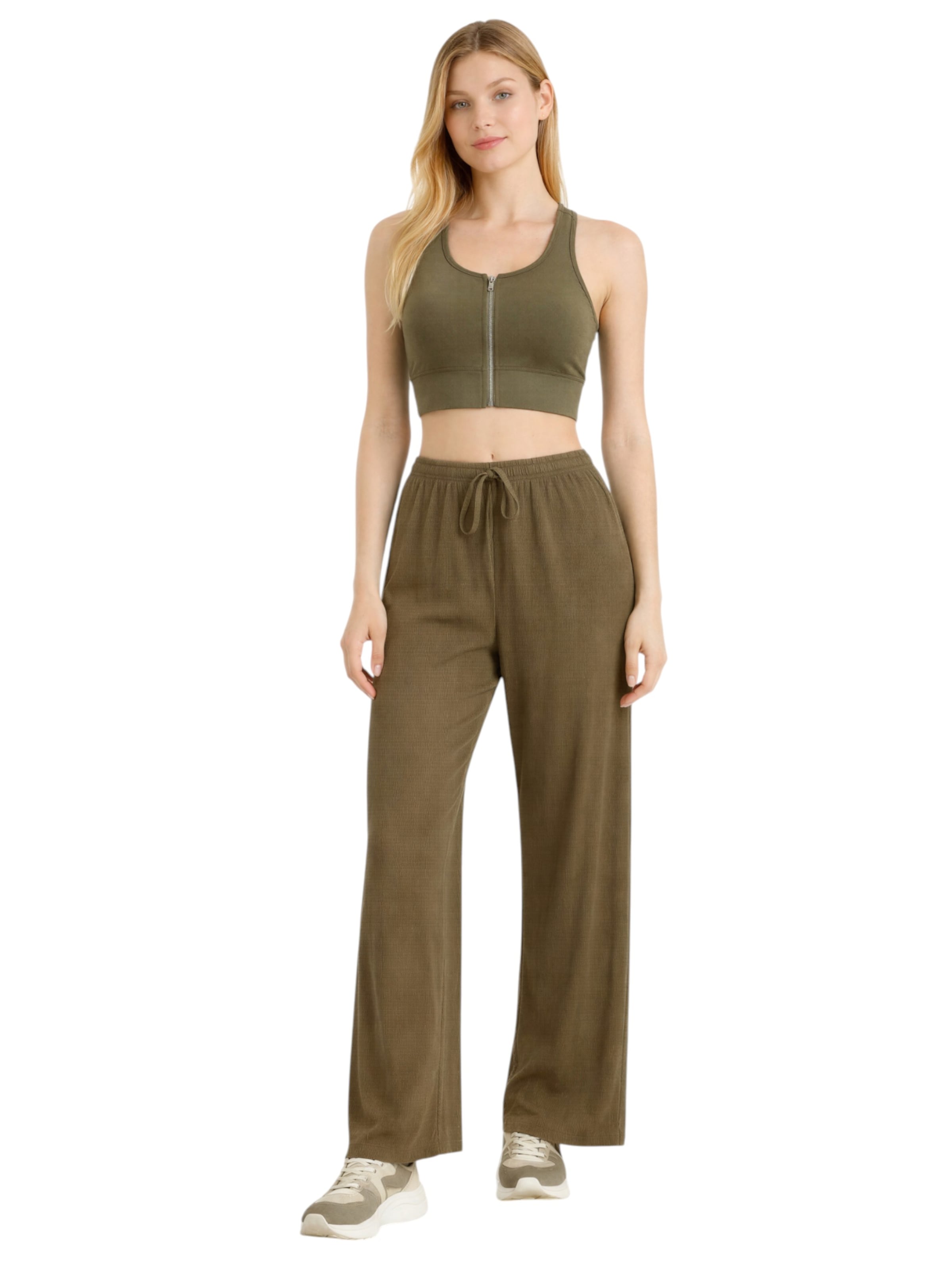 Wide Leg Pantalon 'FLORYN – Palazzohose Crinkle' fashionshowcase en vert