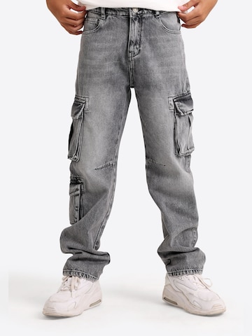 Solang Regular Hose Denim-Cargo-Hose mit Cargotaschen in Grau