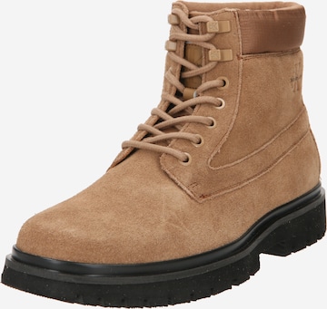 Calvin Klein Jeans Lace-Up Boots in Brown: front