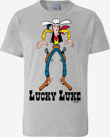 LOGOSHIRT Shirt 'Lucky Luke Colt' in Grijs: voorkant