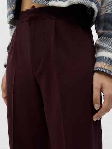 Pull&Bear Wide leg Pleat-front trousers in Red