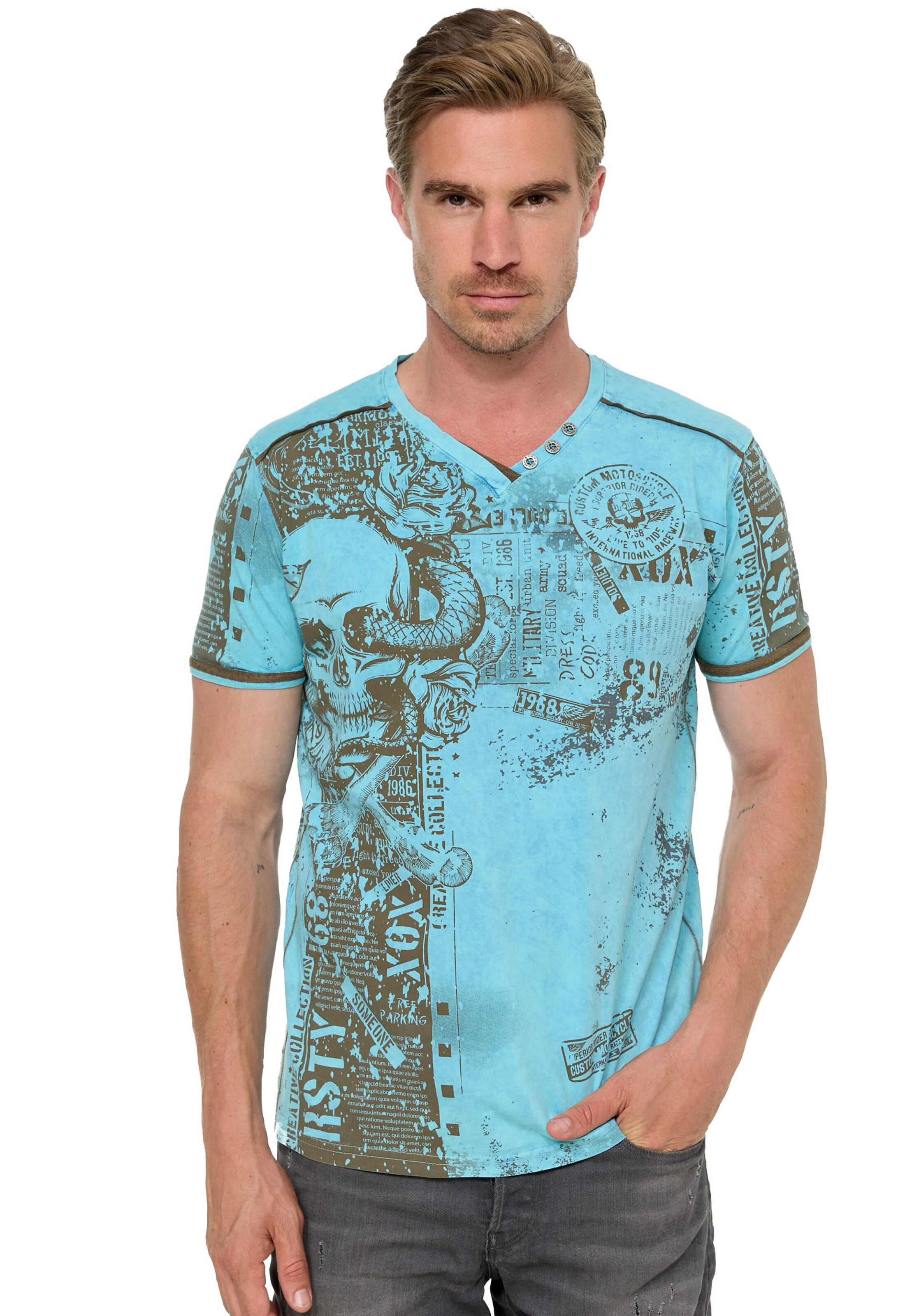 Rusty Neal Shirt in Blauw: voorkant