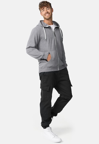 INDICODE JEANS Zip-Up Hoodie 'Christos' in Grey