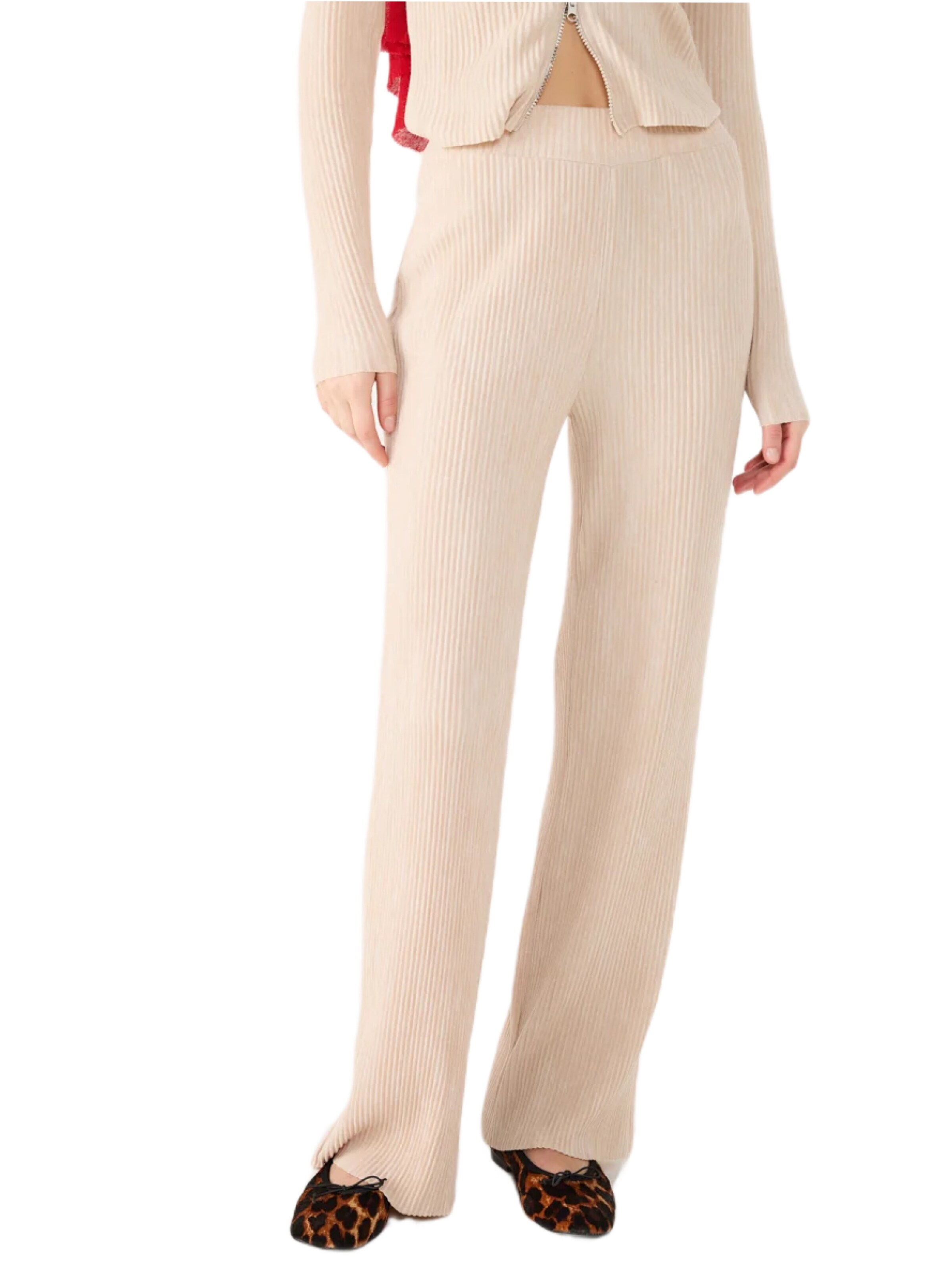 No Matter What Wide Leg Hose in Beige: Vorderseite
